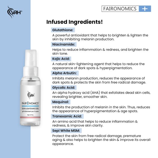 vrh skin lightening gel detailed ingredients